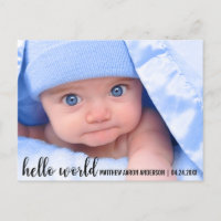 Annonce Moderne de Naissance de Bébé Hello World