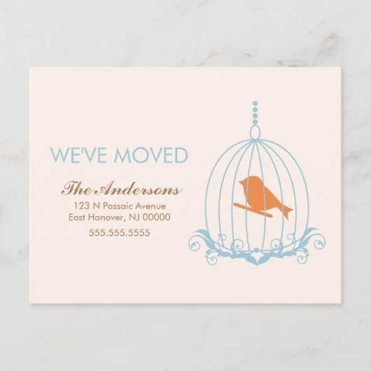 Carte Postale Faire-part Annonces Blue Birdcage Moving (Devant)