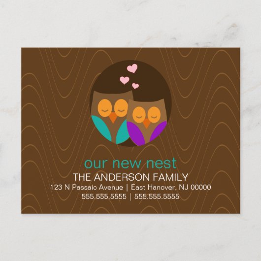Carte Postale Faire-part Annonces d'adresse Owl Couple (Devant)