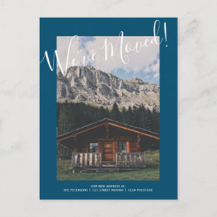Carte Postale Faire-part annonces de déménagement amusantes fond bleu Téléc