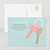 Carte Postale Faire-part Annonces de déménagement de clés de maison (Devant / Derrière)