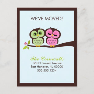 Carte Postale Faire-part Annonces de déménagement de hiboux charmants