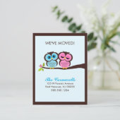 Carte Postale Faire-part Annonces de déménagement de hiboux charmants (Debout devant)