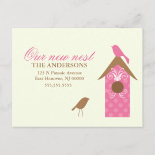 Carte Postale Faire-part Annonces de déménagement de nids d'oiseaux