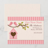 Carte Postale Faire-part Annonces de déménagement d'oiseaux d'amour (Devant / Derrière)