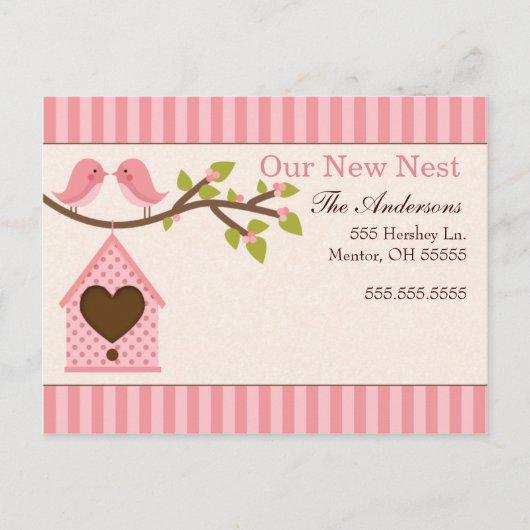 Carte Postale Faire-part Annonces de déménagement d'oiseaux d'amour (Devant)