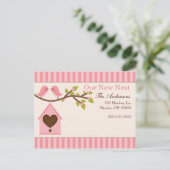 Carte Postale Faire-part Annonces de déménagement d'oiseaux d'amour (Debout devant)