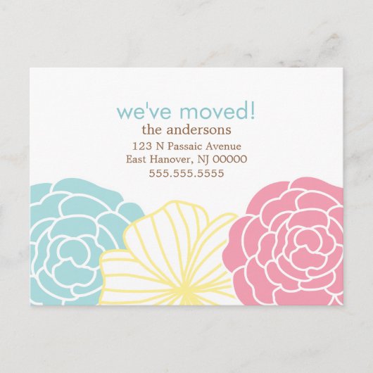 Carte Postale Faire-part Annonces de déménagement Floral Design (Devant)
