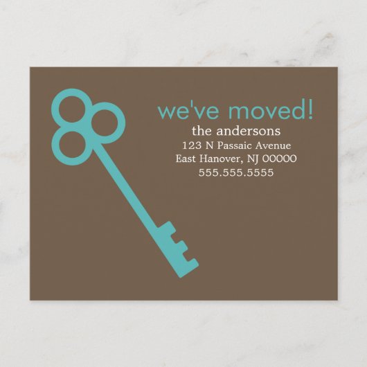 Carte Postale Faire-part Annonces de déplacement de clé Aqua Skeleton (Devant)