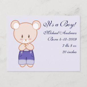 Carte Postale Faire-part Annonces de naissance de garçon