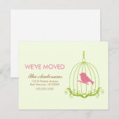 Carte Postale Faire-part Annonces Élégantes de déplacement d'oiseaux (Devant / Derrière)