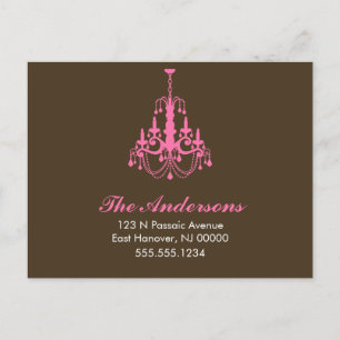 Carte Postale Faire-part Annonces mobiles de lustre rose