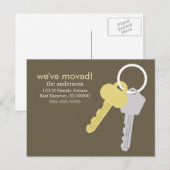 Carte Postale Faire-part Annonces mobiles réglées de clé grise jaune (Devant / Derrière)