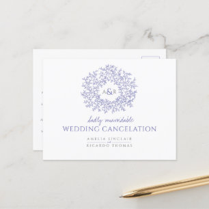 Carte Postale Faire-part Annulation du mariage de monogramme de feuille de 