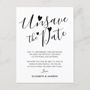 Carte Postale Faire-part Annuler l'enregistrement du report Mariage des dat