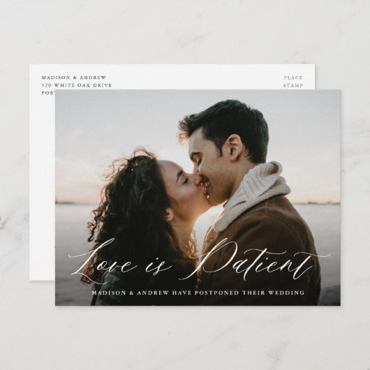 Carte Postale Faire-part Appel calligraphique romantique l'amour est un ajo (Devant / Derrière)