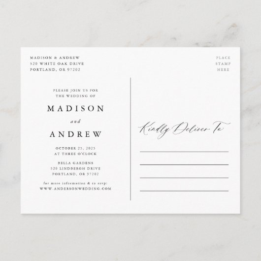 Carte Postale Faire-part Appel calligraphique romantique l'amour est un ajo (Dos)