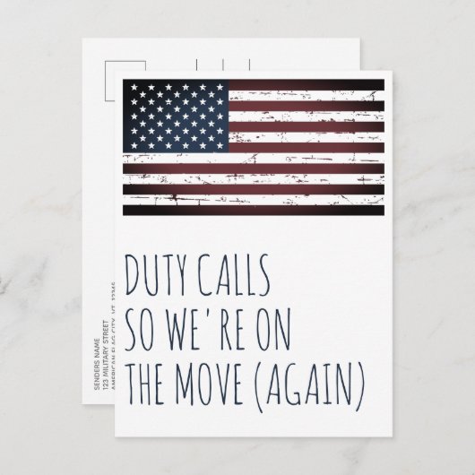 Carte Postale Faire-part Appels de service Militaire Moving Weve Déplacemen (Devant / Derrière)