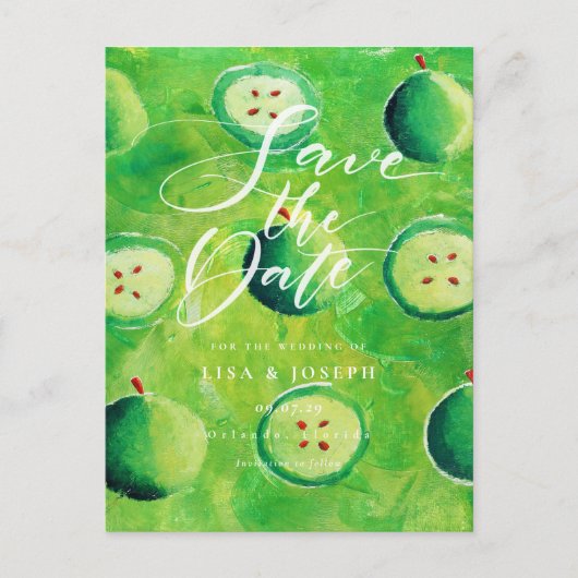 Carte Postale Faire-part Apple Orchard Country Script Enregistrer la date (Devant)