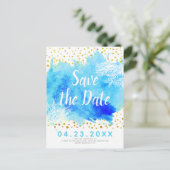 Carte Postale Faire-part Aqua aquarelle, mariage de récif corallien Enregis (Debout devant)