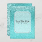 Carte Postale Faire-part Aqua Sea Blue Parties scintillant Sparkle Party En (Devant / Derrière)