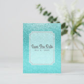 Carte Postale Faire-part Aqua Sea Blue Parties scintillant Sparkle Party En (Debout devant)