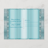 Carte Postale Faire-part Aqua Turquoise Bleu Argent Diamant Bling Enregistr (Dos)