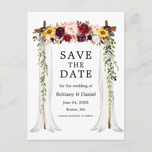 Carte Postale Faire-part Aquarelle à canopée mariage Aquarelle mixte (Devant)