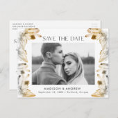 Carte Postale Faire-part Aquarelle ambre Cristal Photo Enregistrer la date (Devant / Derrière)