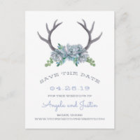 Aquarelle Antlers et Mariage campagnard Echeveria