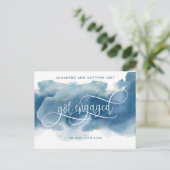 Carte Postale Faire-part Aquarelle bleue, Fraîchement fiancée, Fiançailles (Debout devant)