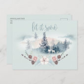 Carte Postale Faire-part Aquarelle Bois Deer (Devant / Derrière)