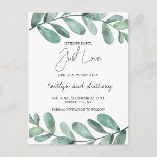 Carte Postale Faire-part Aquarelle botanique Feuillage Eucalyptus Annonce