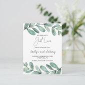 Carte Postale Faire-part Aquarelle botanique Feuillage Eucalyptus Annonce (Debout devant)