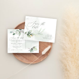 Carte Postale Faire-part Aquarelle botanique mariage d'or eucalyptus