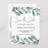 Carte Postale Faire-part Aquarelle botanique Verdure Eucalyptus (Devant / Derrière)