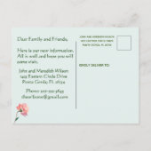 Carte Postale Faire-part Aquarelle Budget Déplacé Floral Déplacement (Dos)