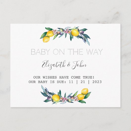 Carte Postale Faire-part Aquarelle Citrons Olives (Devant)