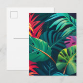 Carte Postale Faire-part Aquarelle de feuillage tropical Paradis (Devant / Derrière)