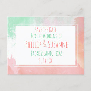 Carte Postale Faire-part Aquarelle de néon de corail tropical Enregistrer l