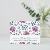 Carte Postale Faire-part Aquarelle de pivoine violette Enregistrer la date (Debout devant)