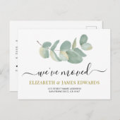 Carte Postale Faire-part Aquarelle Eucalyptus Changement d'adresse (Devant / Derrière)