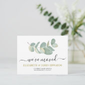 Carte Postale Faire-part Aquarelle Eucalyptus Changement d'adresse (Debout devant)