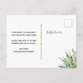 Carte Postale Faire-part Aquarelle Eucalyptus Gold Foil Moving (Dos)