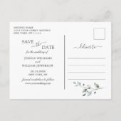 Carte Postale Faire-part Aquarelle Eucalyptus Mariage Enregistrer la date (Dos)