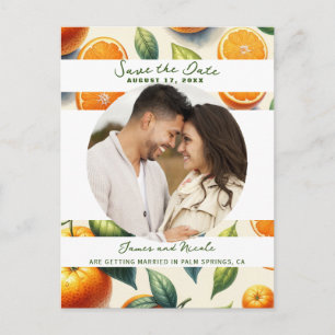 Carte Postale Faire-part Aquarelle Feuilles d'Orange Citron Save the Date