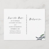 Carte Postale Faire-part Aquarelle feuillue | Enregistrez la date avec phot (Dos)