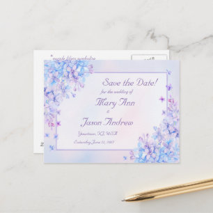 Carte Postale Faire-part Aquarelle Fleur Mauve Lilas Pour Sauvegarder la Da