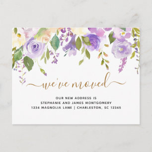 Carte Postale Faire-part Aquarelle Floral Violet Or Mobile
