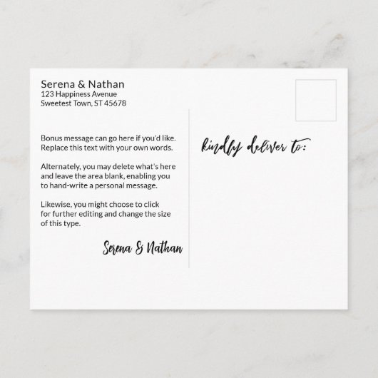 Carte Postale Faire-part Aquarelle florale écriture manuscrite décontractée (Dos)